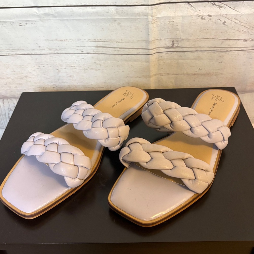 Time & True Lavender Braided Rope Sandals 10W